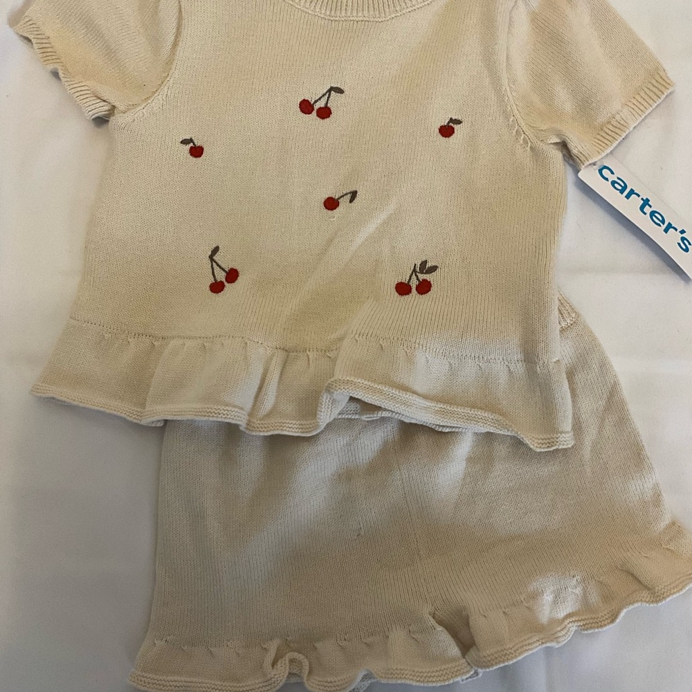 Carter's Cream Cherry Knit Set